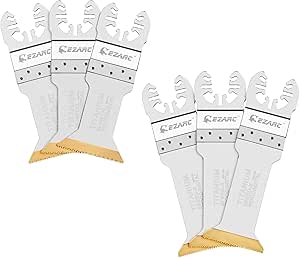 EZARC Titanium Oscillating Multitool Blades Set (6pcs) for Wood Metal Hard Material