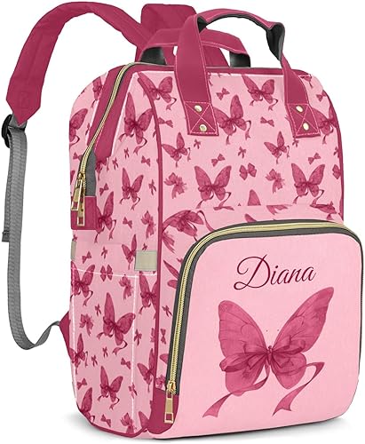 Miniatura 15 de Mochila de pañales personalizada con lazo con nombre, gran capacidad, multifuncional, bolsa de mamá, impermeable, elegante bolsa de lactancia Arco