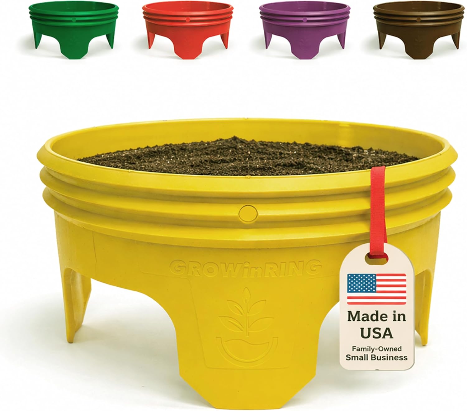 7 inch Solid Planting Grow Rings | 12 Pack Yellow | One-Piece Design for Deep Root Watering Veggies, Herbs & Flowers | Mulch & Soil Barrier | Deter Slugs and Cutworms | Heavy Duty | Made in USA