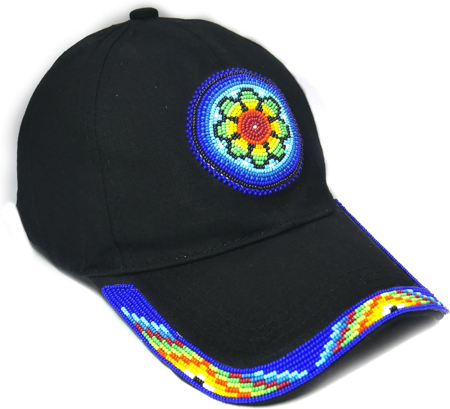 Native American Style Baseball Cap - Beaded Trucker Hat for Men