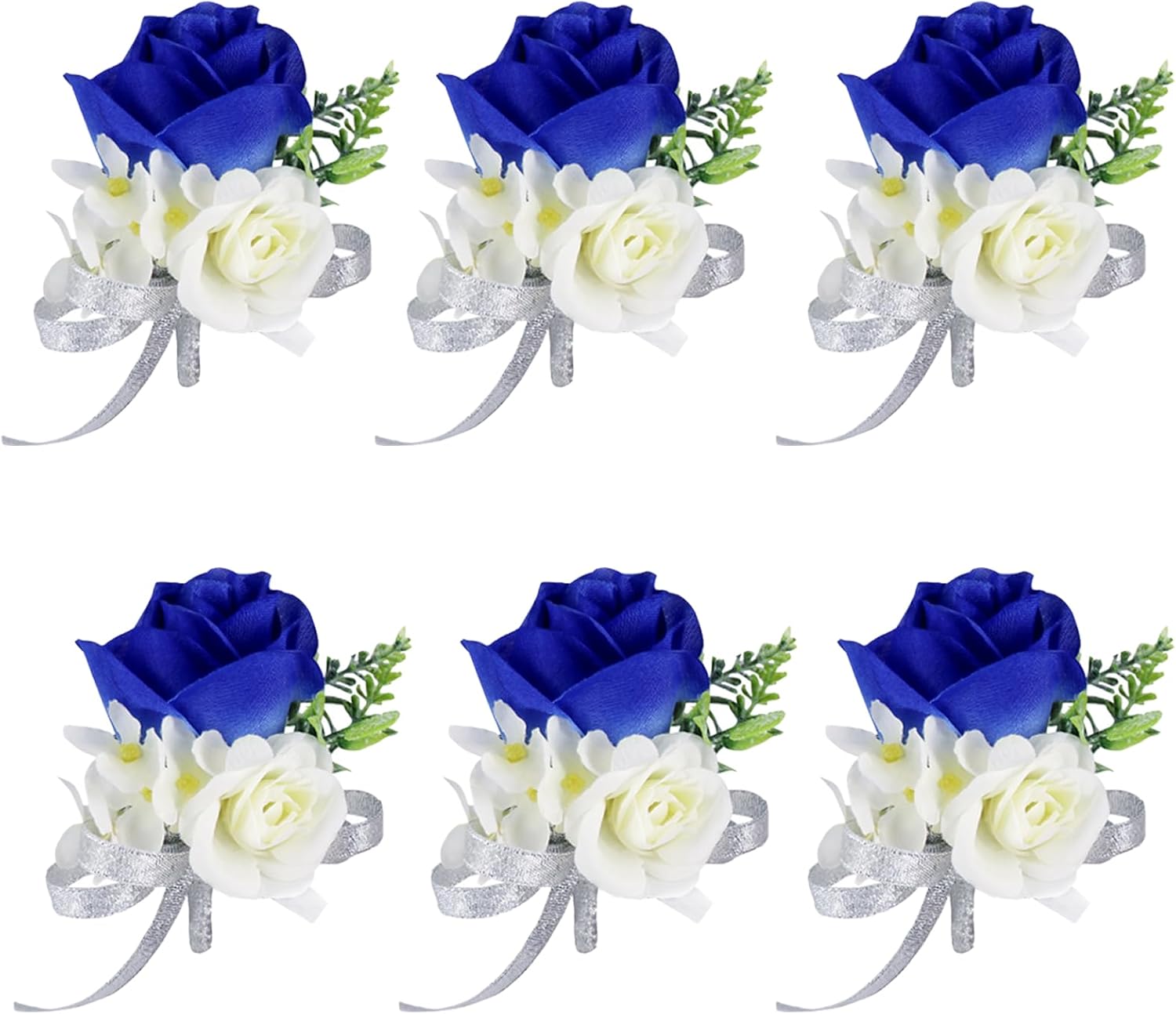 Sapphire Blue Rose Boutonniere for Men, Groom Boutonniere Artificial Flowers,Men Wedding Boutonnieres with Pins for Prom Party Homecoming (10pcs)