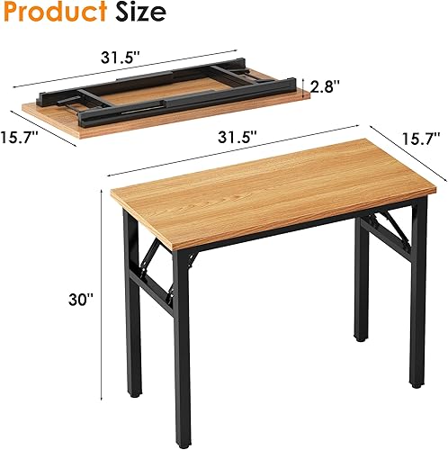 Miniatura 3 de Need Folding Computer Desk - 31.5 Inch Foldable Office Writing Work Study Kids Student Teacher Home Bedroom Table for Small Space, Teak & Black Teca