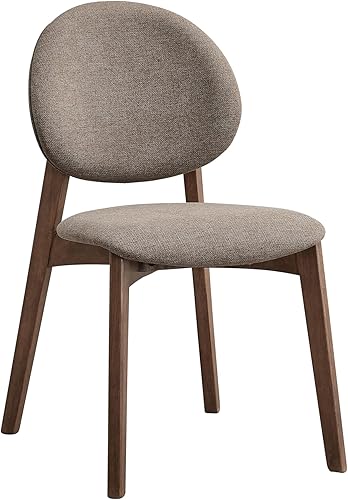 Acme Hadasa - Silla auxiliar tapizada en marrón claro y nogal (juego de 2)