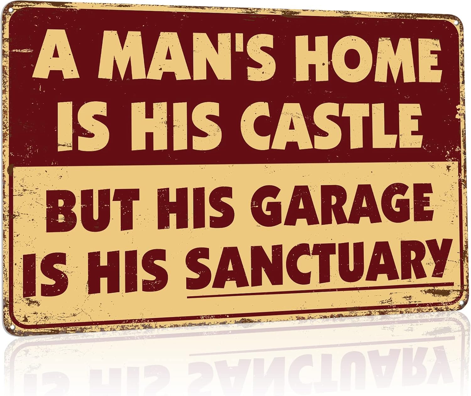Vintage Metal Tin Sign Man Cave Signs Garage Decor For Men Funny Metal Sign Suitable For Garages Bars A Man's Home Is His Castle But His Garage Is His Sanctuary Man Cave Wall Decor 8 X 12 In