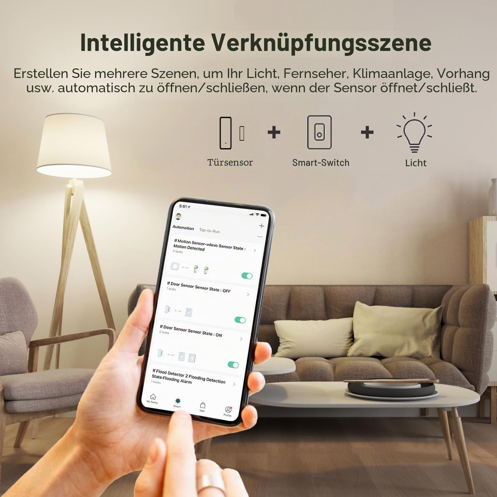 Smart WiFi Sensor für Türen und Fenster, Alarm für Türen und Fenster, Smart Tür- und Fensterkontaktsensor für die Heimsicherheit, kompatibel mit Alexa.4 Stück