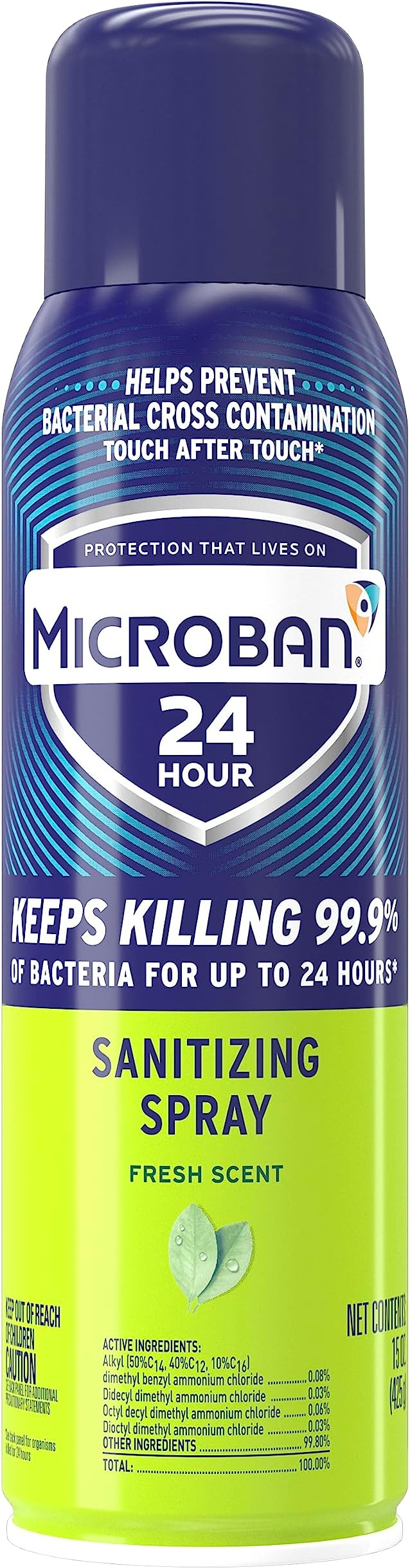 24 Hour Disinfectant Sanitizing Spray, Fresh Scent, 15oz