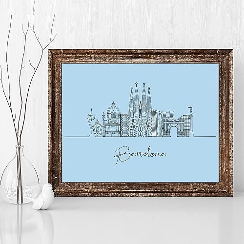 Vista 284 de TJ Originals - Barcelona, Madrid y España vistas de la ciudad, arte de pared ilustrado a mano, decoración de pared de sala de estar - Pósteres