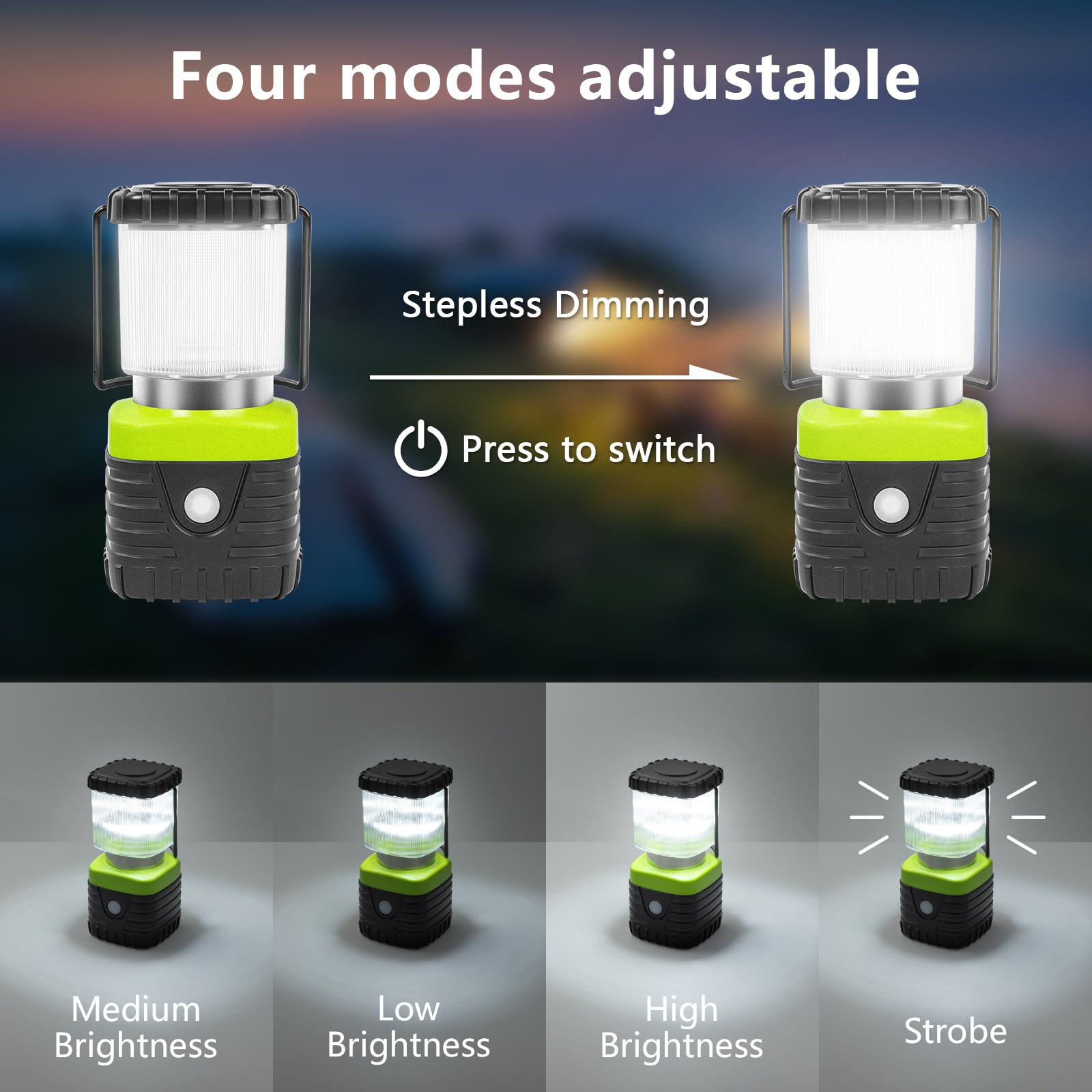 Jarxin Lanterna da campeggio a LED ricaricabile da 1000 lm, 4500 mAh, torcia elettrica impermeabile IP44 per uragani di emergenza, escursionismo