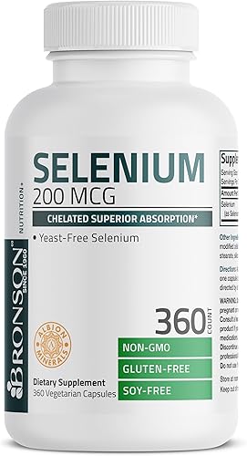 Miniatura 13 de Bronson Selenio 200 mcg para la salud del sistema inmunológico, la tiroides, la próstata y el corazón, complejo de aminoácidos quelados sin