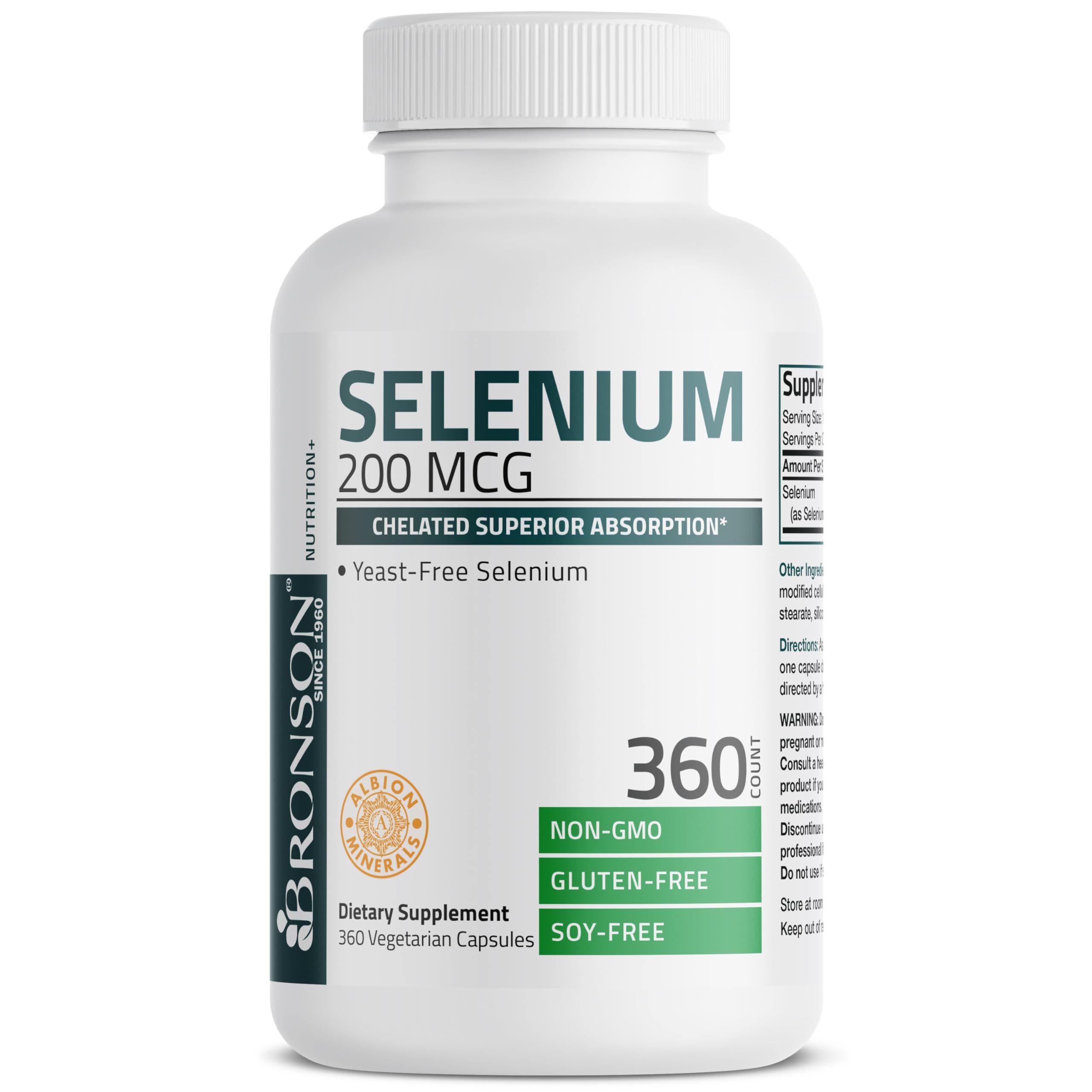 Bronson Selenium 200 mcg Albion Chelated Amino Acid Complex, 360 Capsules — Amazon image 5