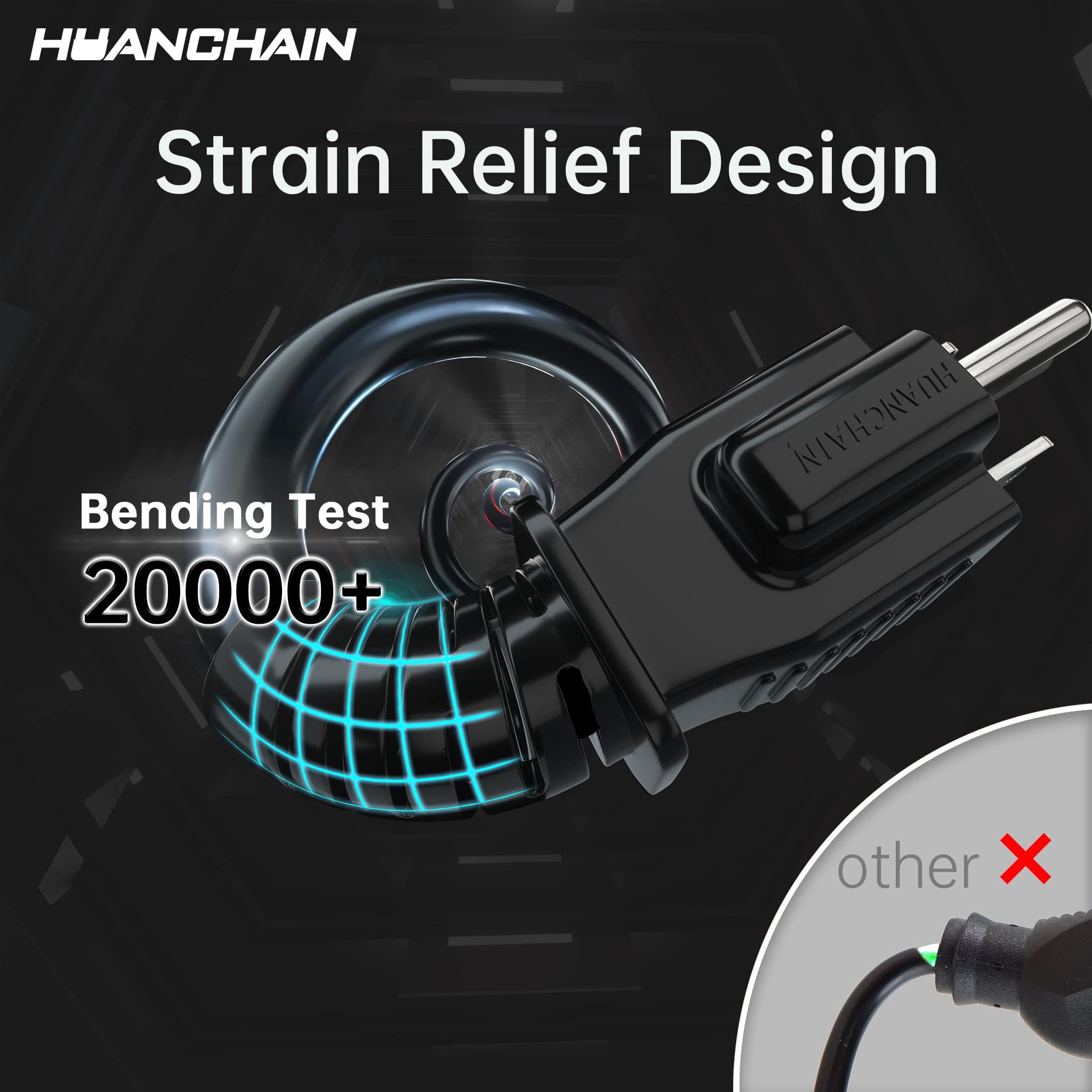 HUANCHAIN Cable alargador negro para interior y exterior, calibre 16/3, 50 pies, ignífugo, flexible, 3 pines, 13 A, 1625 W, 16 AWG SJTW, 2 unidades