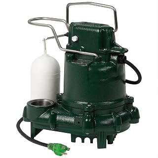 Zoeller M53 Mighty-Mate 3/10 HP Cast Iron Submersible Sump Pump - Vortex Impeller, LED Plug, 4320 GPH Flow