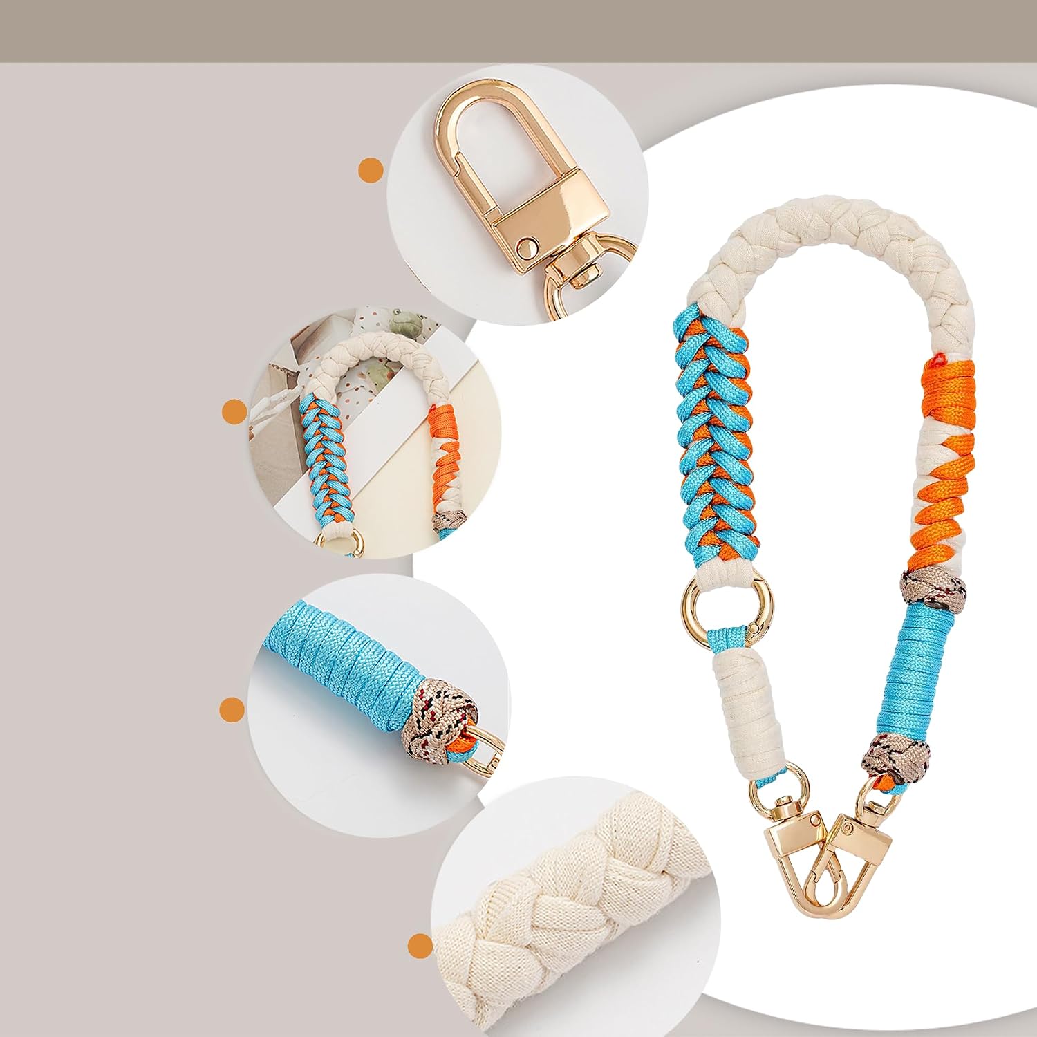 Colourful Keychain Wristlet for Women Cute Woven Wrist Key Lanyard Strap for Car Keys Handbag Denim Jeans image 4