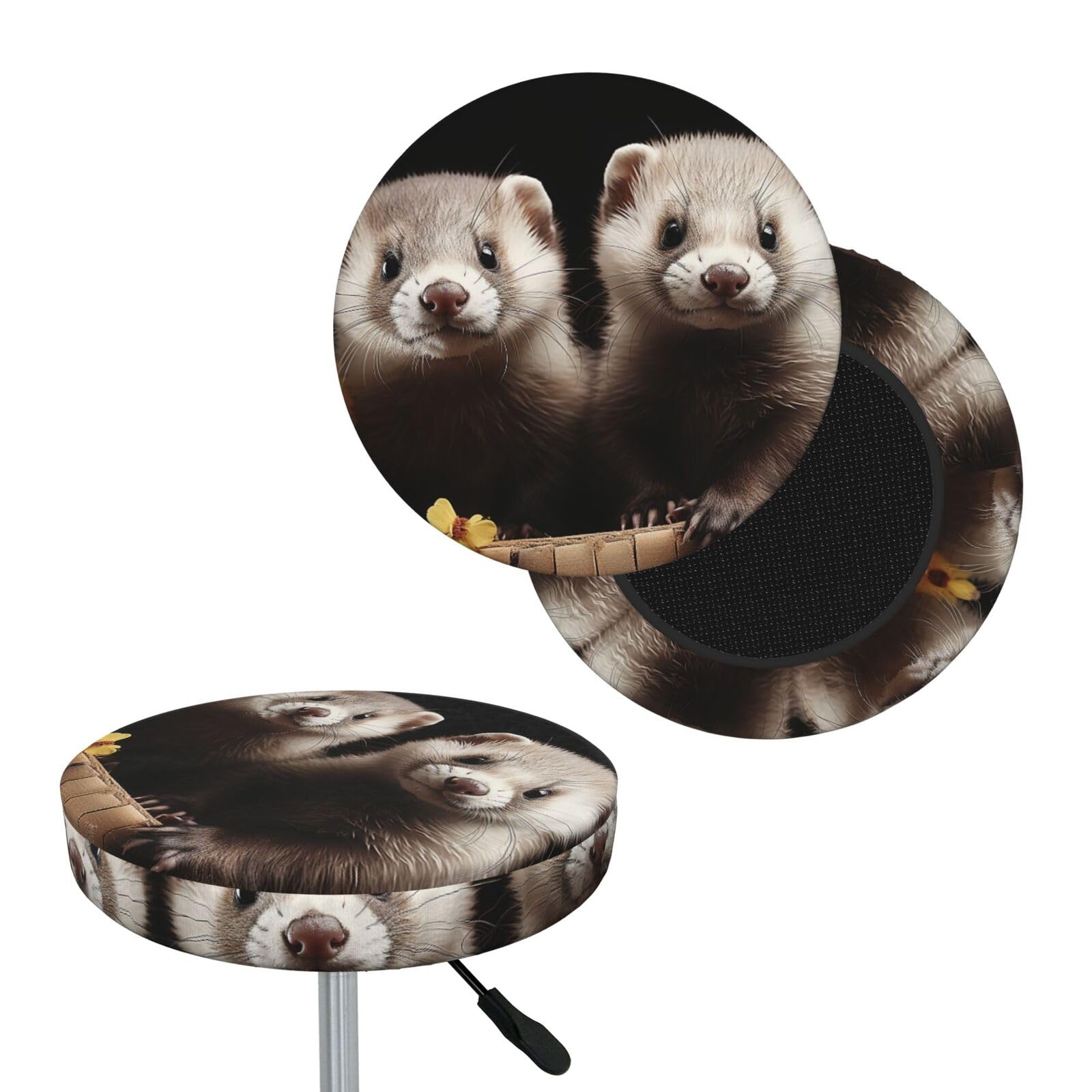 NONHAI Ferrets Bar Stool Cover Round Elastic Stool Cushion Covers Dustproof Bar Chair Cover Washable Stool Cushion Slipcover Stretch Stool Seat Covers for 12-14 Inch Chair