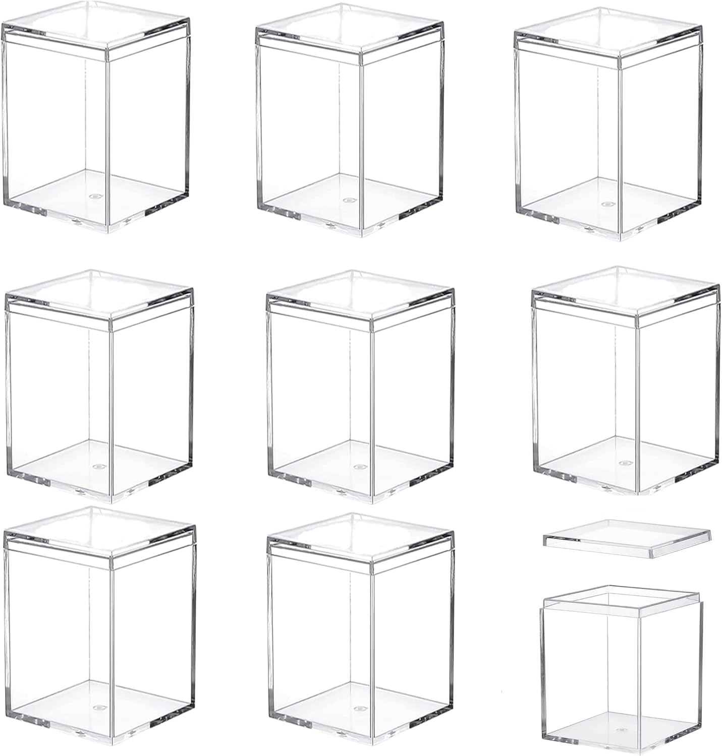 LOVPLAY Acrylic Boxes with Lids 9 Pieces Clear Display Case
