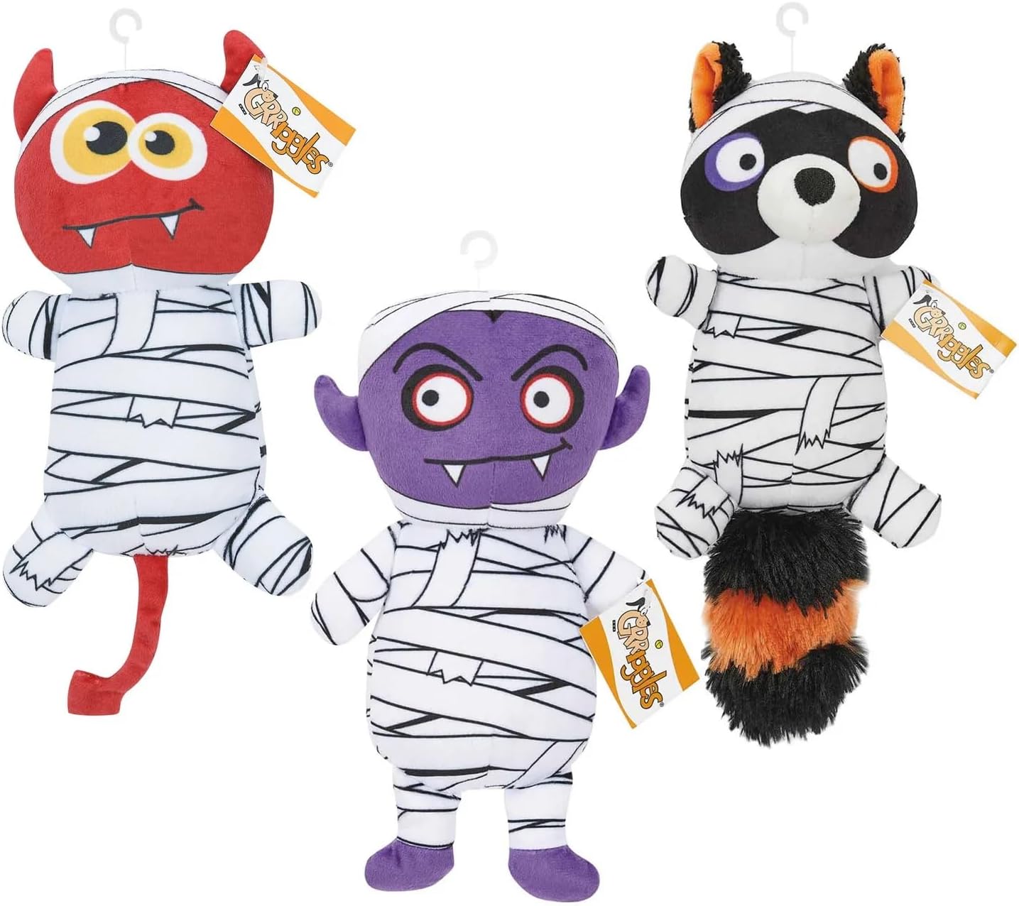 Mummy Friends Dog Toy Halloween Characters Vampire Devil Raccoon or Set of All 3 (Full Set - All 3 Toys)