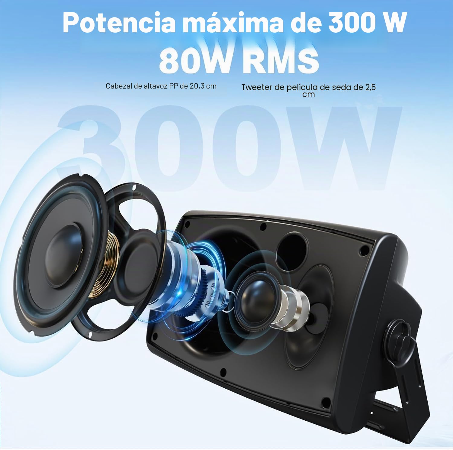 Herdio 8 Pulgadas 600W Bluetooth Altavoces para Exteriores, Impermeable Altavoz Exterior para Espacios Amplios (Áreas Comerciales, Patios Amplios)