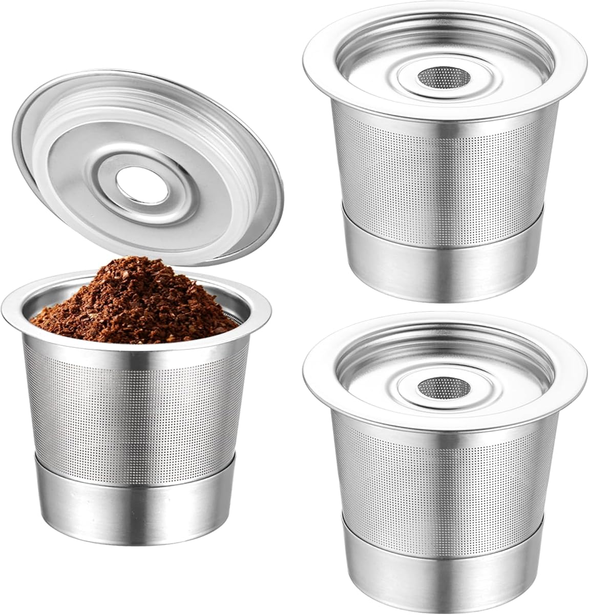 3 Pack Reusable K Cups and Coffee Pods for Ninja Coffee Maker PB051 & CFP101/PB041, 304 Stainless Steel Reusable K Pod Permanent K Cups Filters Compatible with Ninja Coffee Maker,Coffee Accessories