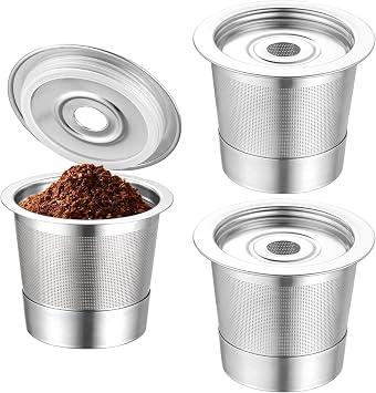 3 Pack Reusable K Cups and Coffee Pods for Ninja Coffee Maker PB051 & CFP101/PB041, 304 Stainless Steel Reusable K Pod Permanent K Cups Filters Compatible with Ninja Coffee Maker,Coffee Accessories