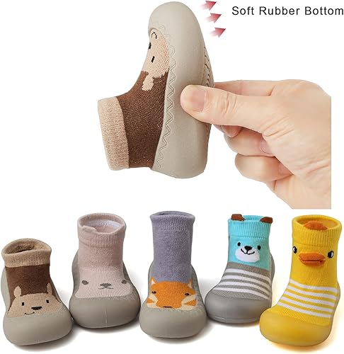 Miniatura 7 de Zapatos de calcetín de bebé para niños pequeños, suela de goma suave, antideslizante, para interiores, para niños y niñas