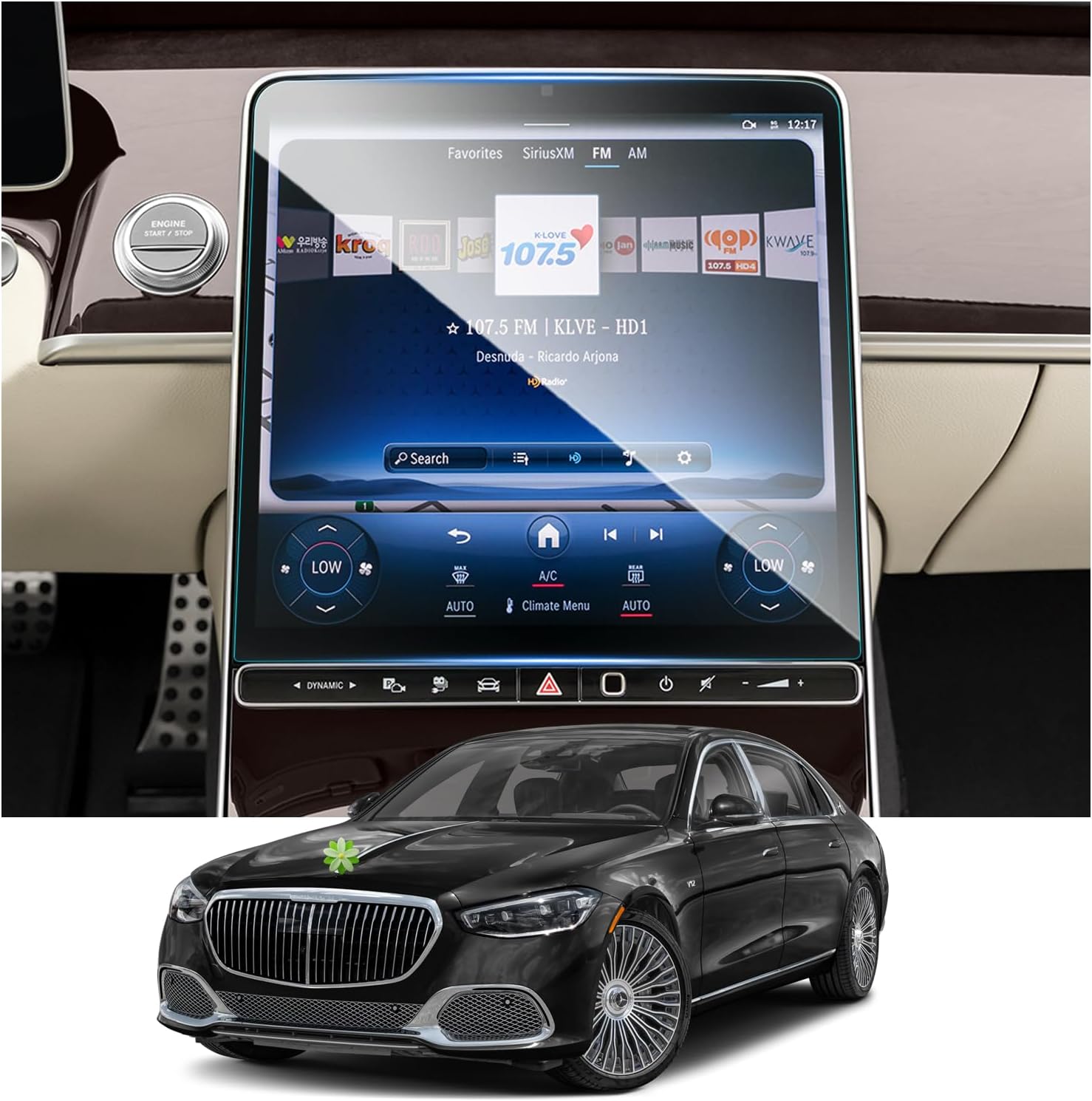 Ruiya S Class Screen Protector For Mercedes W223 12.8-In Media Radio Touchscreen Mercedes-Benz Accessories 9Hd Tempered Glass Compatible With 2021 2022 2023 2024