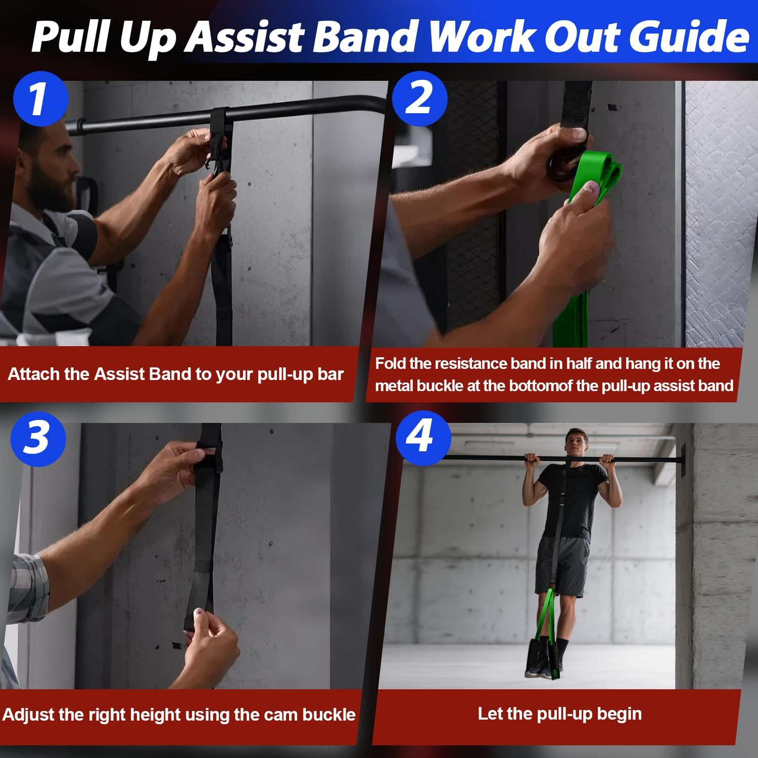 LEEKEY Resistance Bands for Working Out, Exercise Bands with Door Anchor,Pull Up Assistance Bands for Men and Women- Strength Bands for Fitness Training, Physical Therapy,Home Workouts