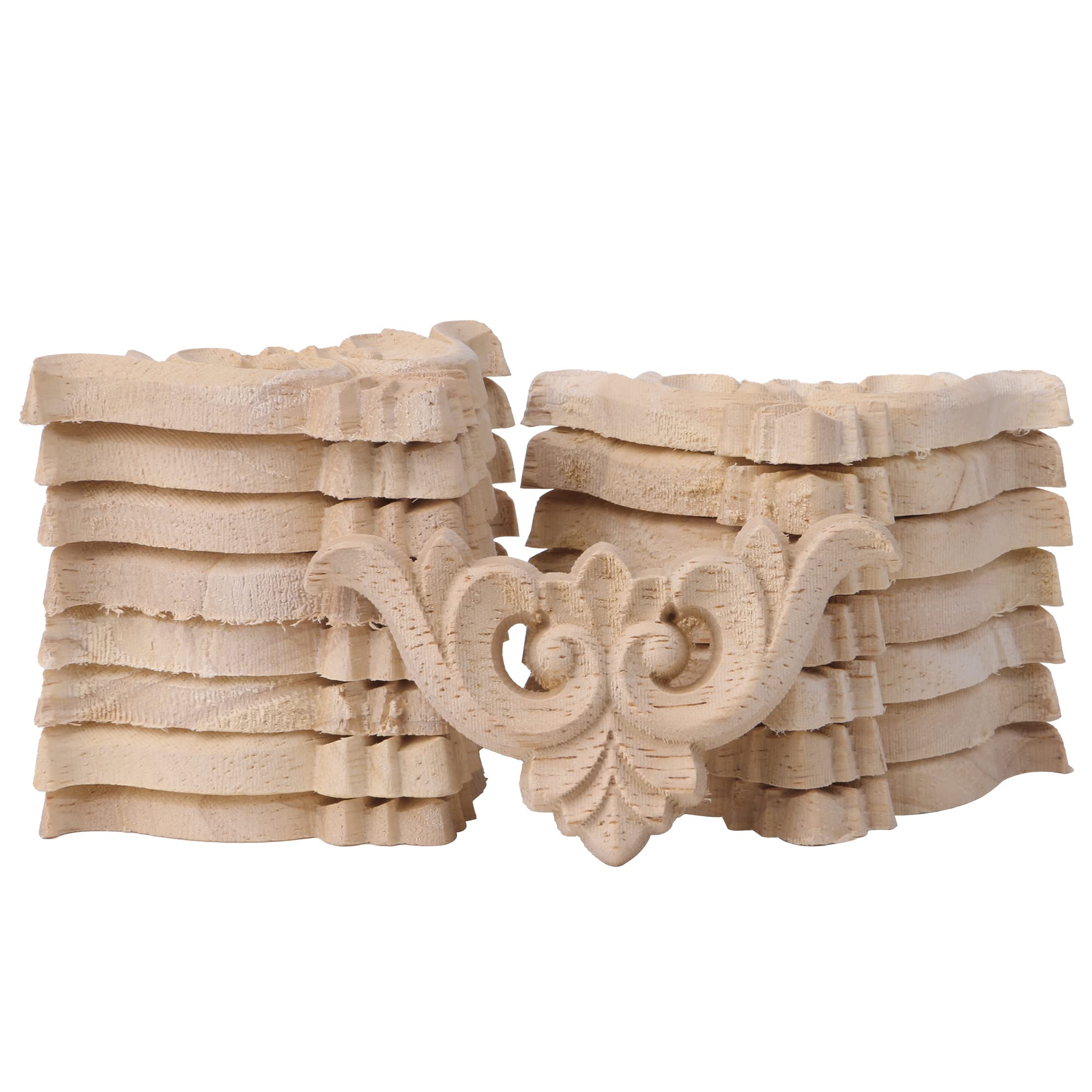 Walmine 65x35mm Wooden Corner Frame Carved Corner Cover Furniture Accessories for Home Decorative Pack of 16