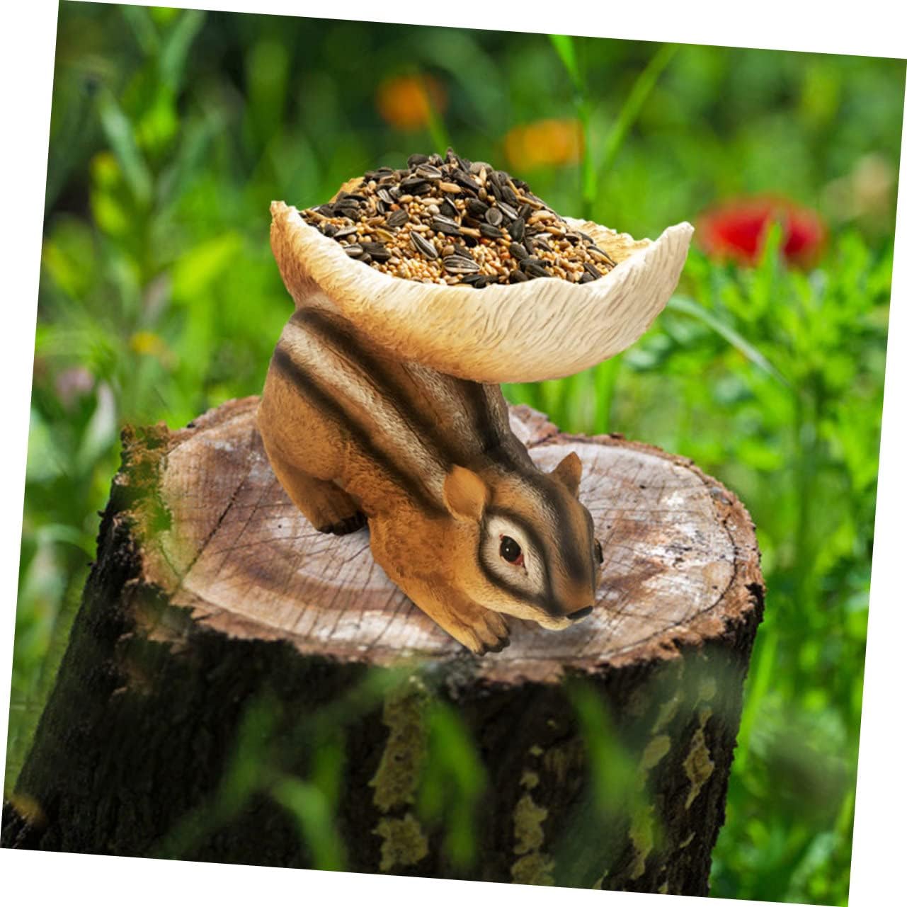 HANABASS 1Pc Creative Resin Squirrel Garden Decor Outdoor Statue Cute Lawn Ornament Lovely Feeder for Backyard Patio