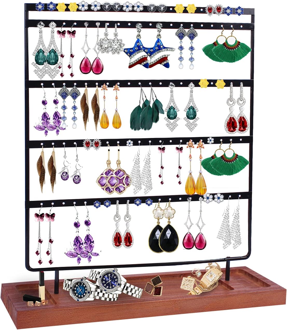 Suneed Earring Holder Organizer Jewelry Display Stands Earring Organizer Stand Jewelry Holder Organizer, Earring & Necklace Jewelry Towel Organizer Display Tree (Standard-Black)