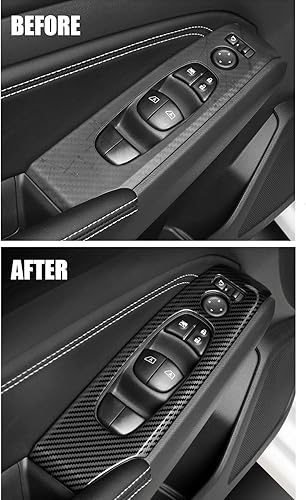 Miniatura 2 de XITER 4 piezas ABS de fibra de carbono para interior de automóvil, cubierta de panel de control de ventana de puerta de automóvil, moldura de