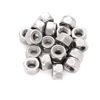 10pcs 1/2-13 Lock Nuts 304 Stainless Steel / 18-8, Nylon Inserted Self Locking Nut Silver Tone, 1/2-13 Nylock Nuts, 1/2 Nylon Lock Nuts for Machine