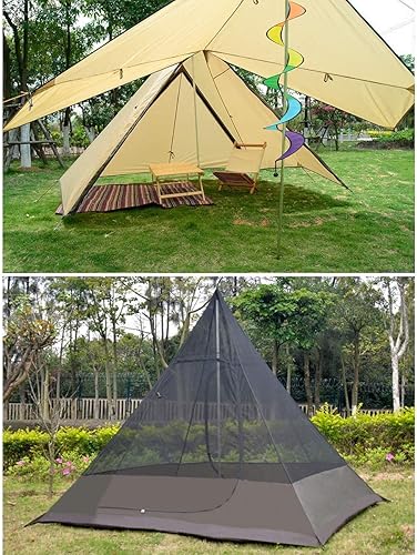Miniatura 6 de GagalU Tienda de campaña de pirámide tipi para adultos, tienda de campaña india, tienda de campaña de yurta, doble capa, impermeable, anti-UV,