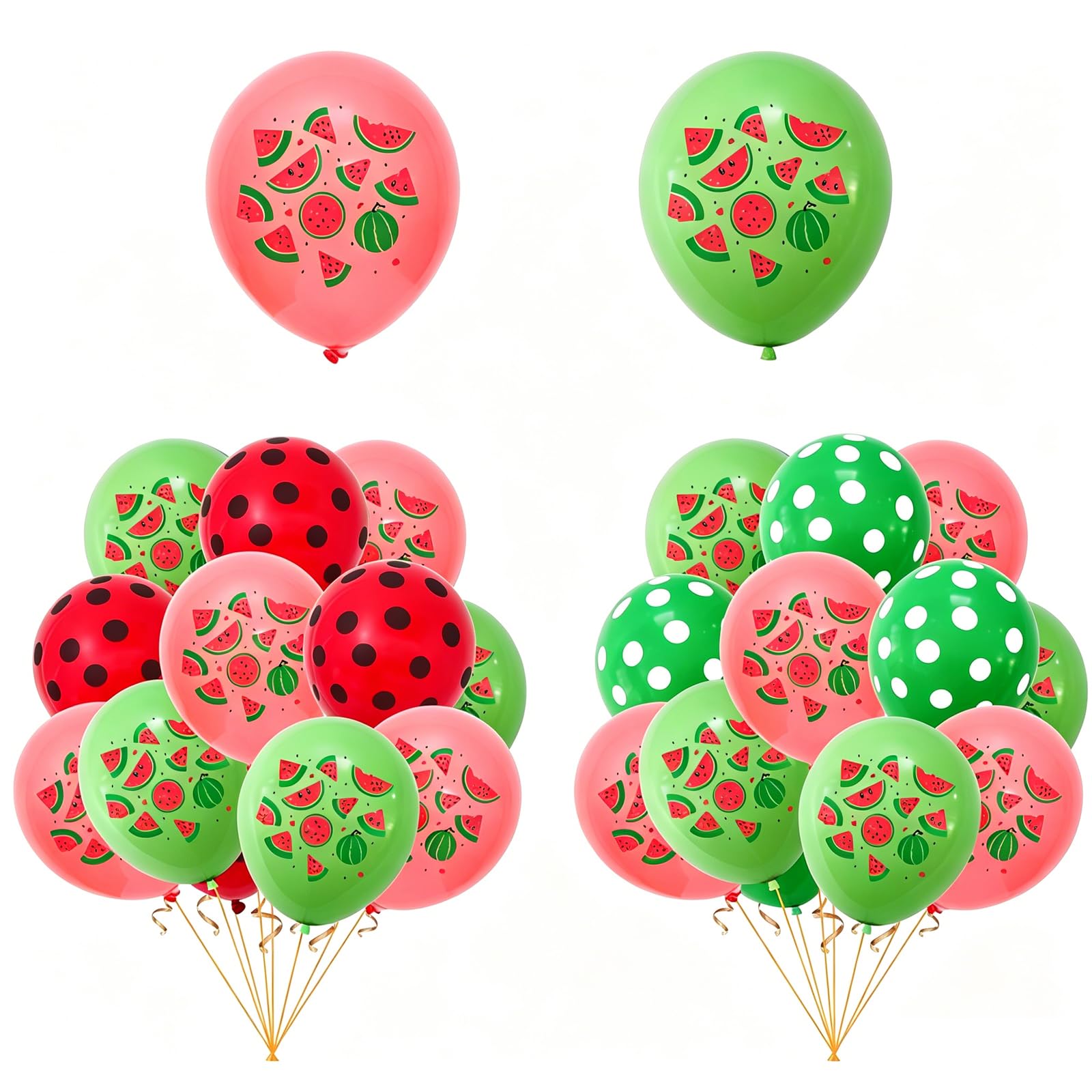 Watermelon Balloons 24 Pcs, Pink & Green Fruit Theme Party
