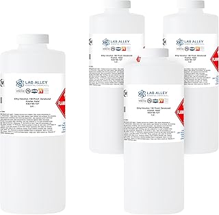 Lab Alley Ethanol 190 Proof Denatured Alcohol, High Purity Solvent, Kosher & Halal Certified,1 Gallon Total (4 × 1 Quart Bottles)