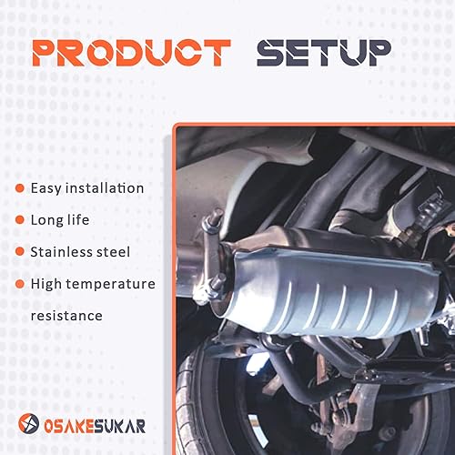 Miniatura 6 de Osakesukar Convertidor catalítico universal de 2 pulgadas, entradasalida de 2 pulgadas, paquete de 2 convertidores catalíticos de alto flujo con