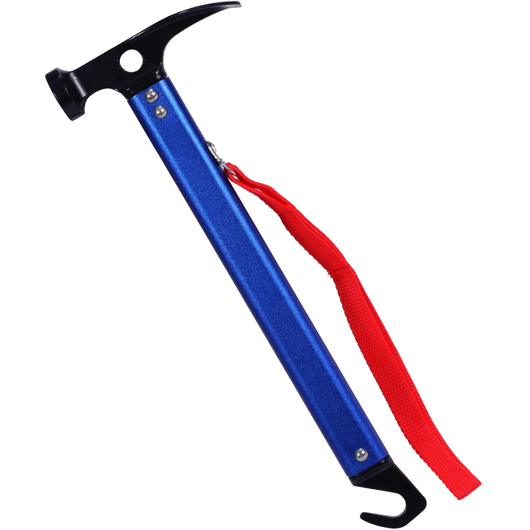 REDCAMP Aluminum Camping Hammer with Hook, 12" Lightweight Multi-Functional Tent Stake Hammer, Portable Camp Stake Mallet, Blue