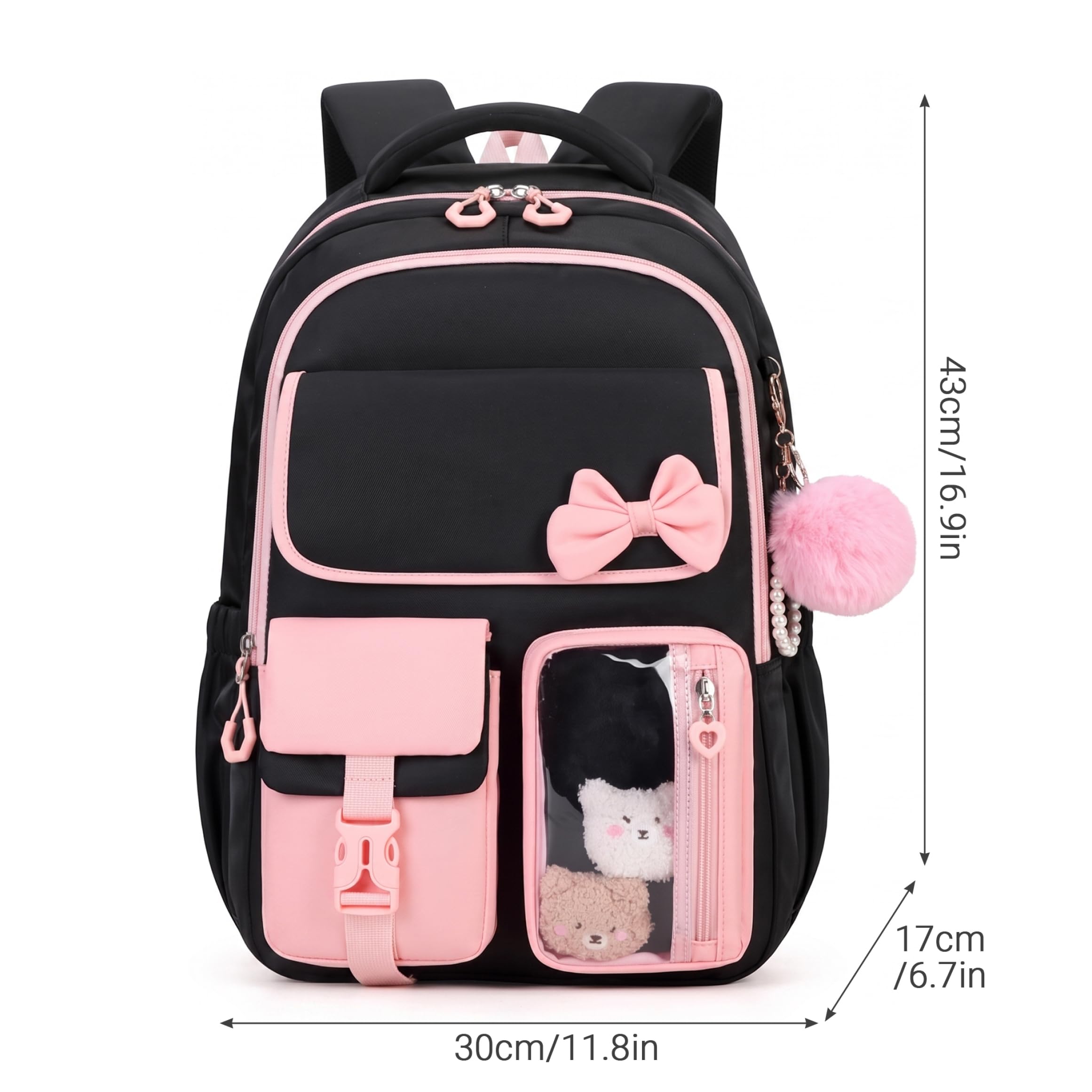 Zaini scolastici per ragazze, set di zaini scolastici multiscomparto da 3 pezzi con portapranzo e astuccio, stile 1..