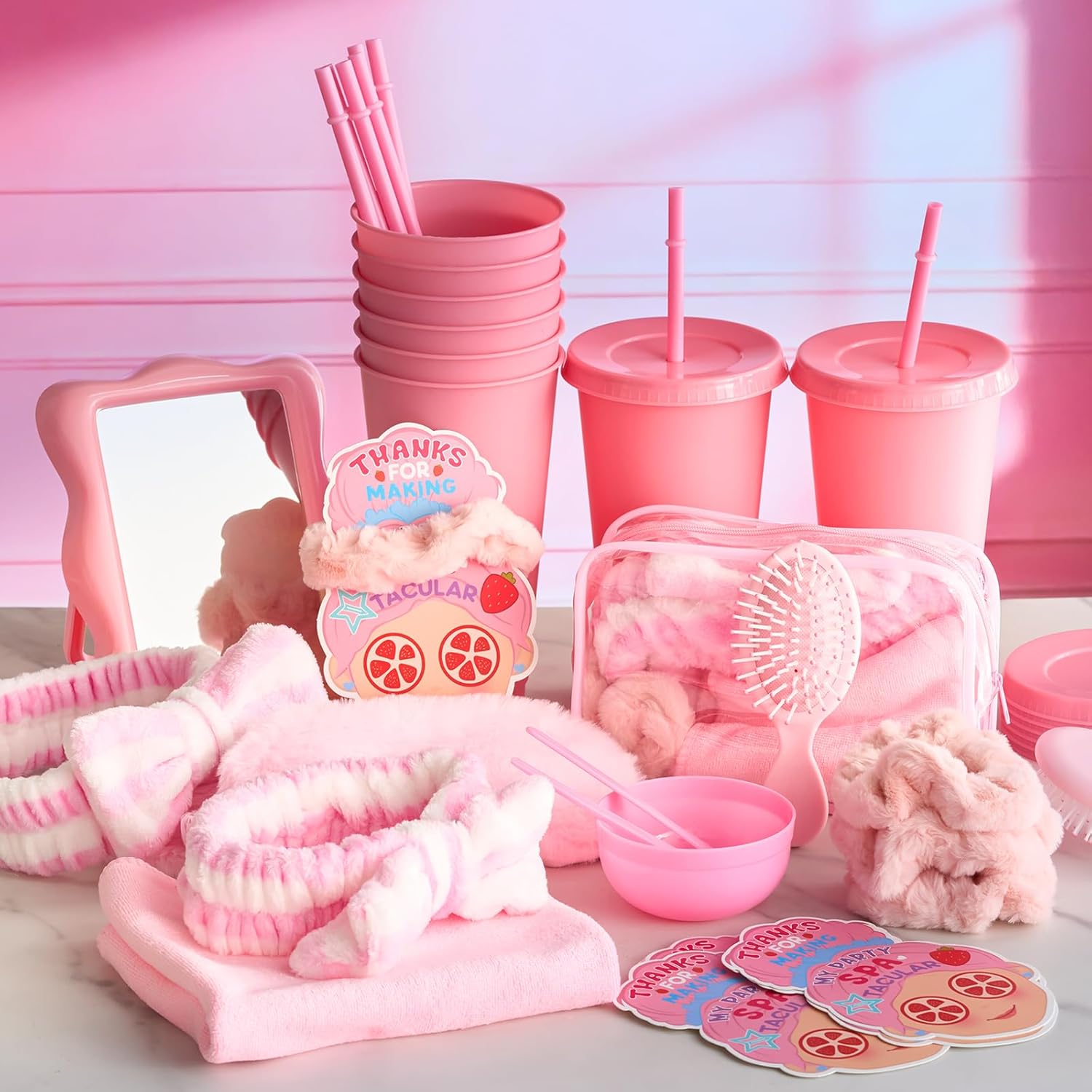 104 Pcs Spa Party Favor Supplies Bulk Include Face Mask Mixing Bowls Set Eye Masks Mirrors Headbands Scrunchies Cosmetic Bags Face Wash Cloths Plastic Cups for Spa Sleepover Birthday Party