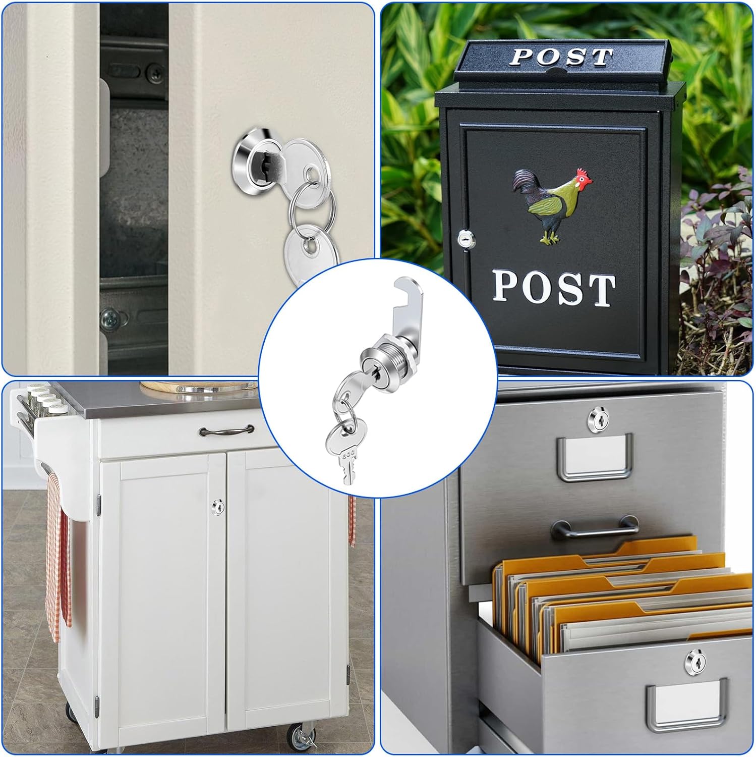 2 Pcs 5/8" Cabinet Locks with Keys, Tool Box Locks with Keys Cabinet Cam Lock Keyed Alike RV Storage Lock Replacement for Desk Drawers Trailer Mailboxes RV Boxes Trucks