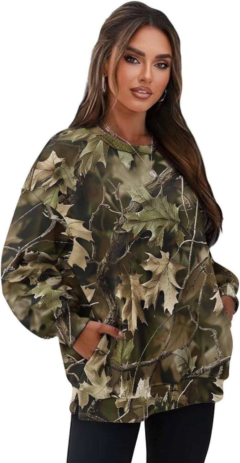 Showudesigns Womens Sweatshirt Long Sleeve Pullover Hoodie Crewneck Sweater Tops Fall Clothes with Pocket S-2XL