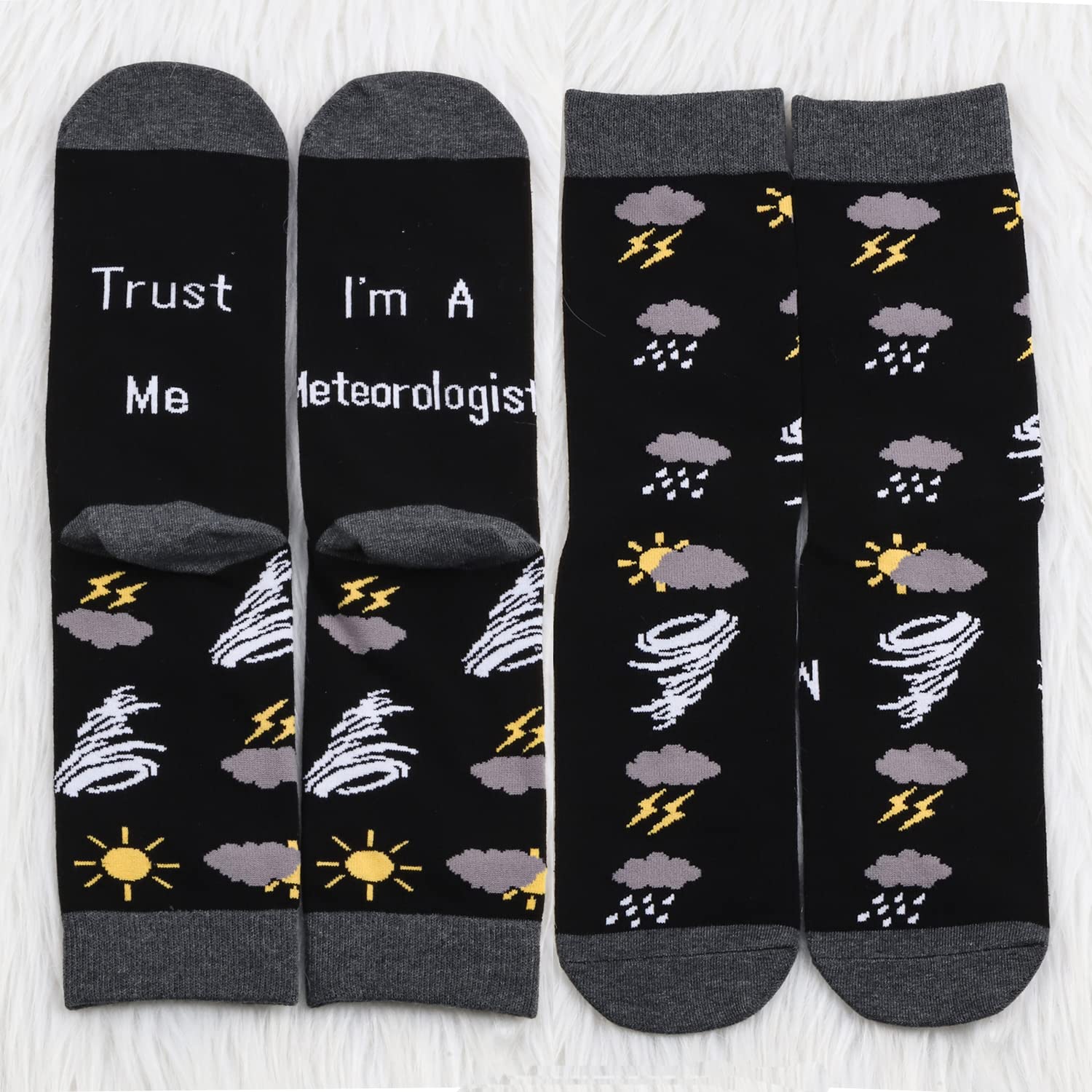 MBMSO Funny Meteorology Gifts 2 Pairs Trust Me I'm a Meteorologist Socks Gifts for Weather Lover Socks Future Weatherman Gift