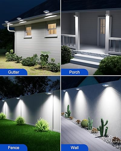 Miniatura 4 de Paquete de 8 luces solares blancas para canaletas decorativas al aire libre, impermeables, 12 LED, lámpara de patio para iluminación de vallas,