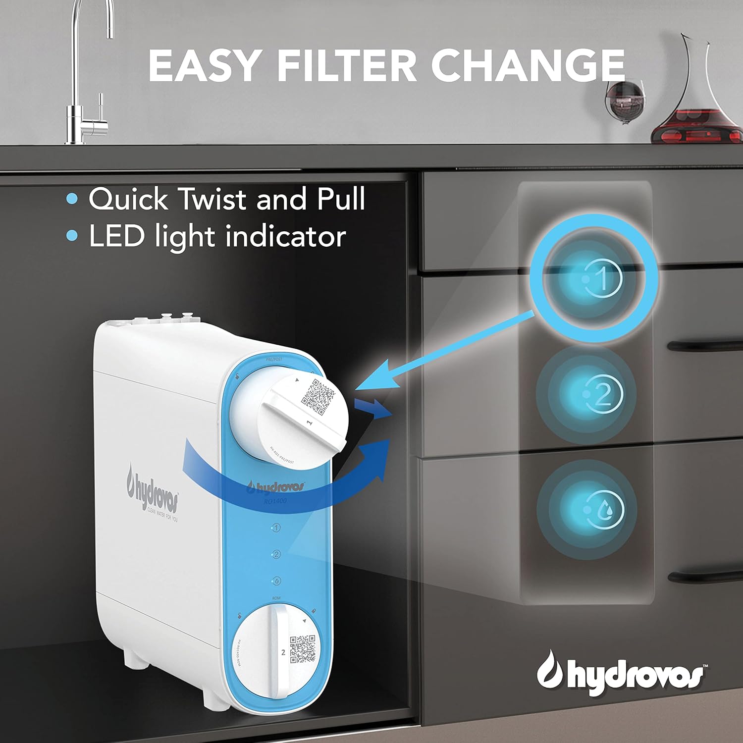 HV-RO1-PRE/POST Filter, Replacement Cartridge #1 for HV-RO1400-OD and HV-RO1600-OD Tankless Reverse Osmosis System, Easy DIY Filter Changes