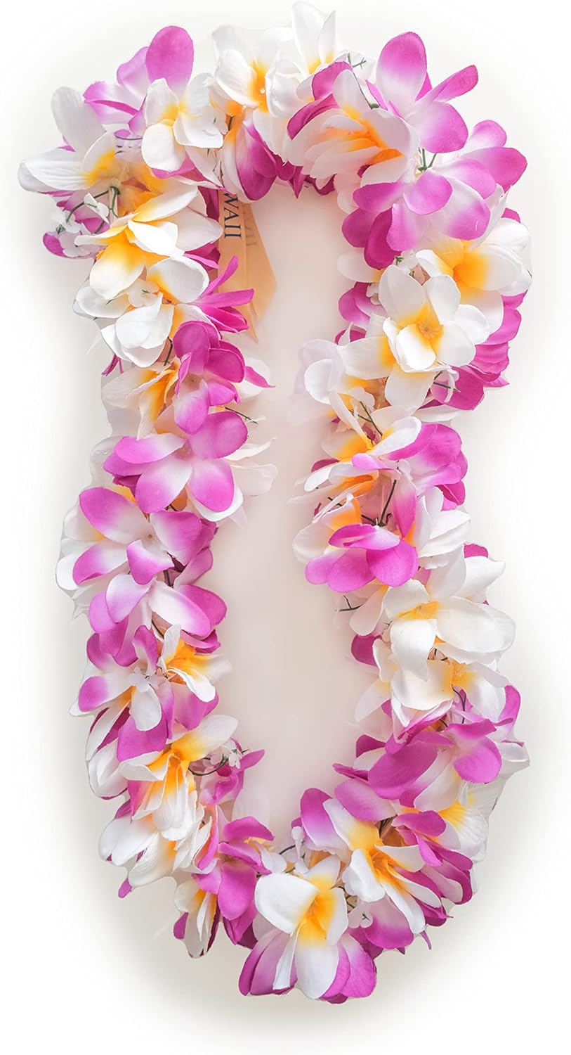 Premium Artificial Purple & White Plumeria Lei