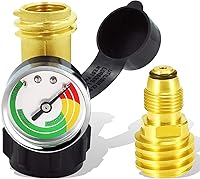 Vista 1 de Medidor de tanque de propano de alta presión con adaptador regulador POL para tanque de propano de 5 a 100 libras, universal para cilindros