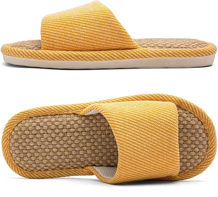 Linen Fabric Slippers Indoor House Slippers, All-Season Comfortable Breathable Non-Slip Silent Home Slippers