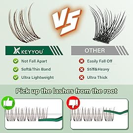 KEYYOU Brown Lash Clusters 144pcs Eyelash Clusters 8-18MIX D Curl Cluster Lashes Soft Fluffy Wispy Lash Clusters Natural Look Brown DIY Lash Extension At Home(Brown03-D-8-18MIX)