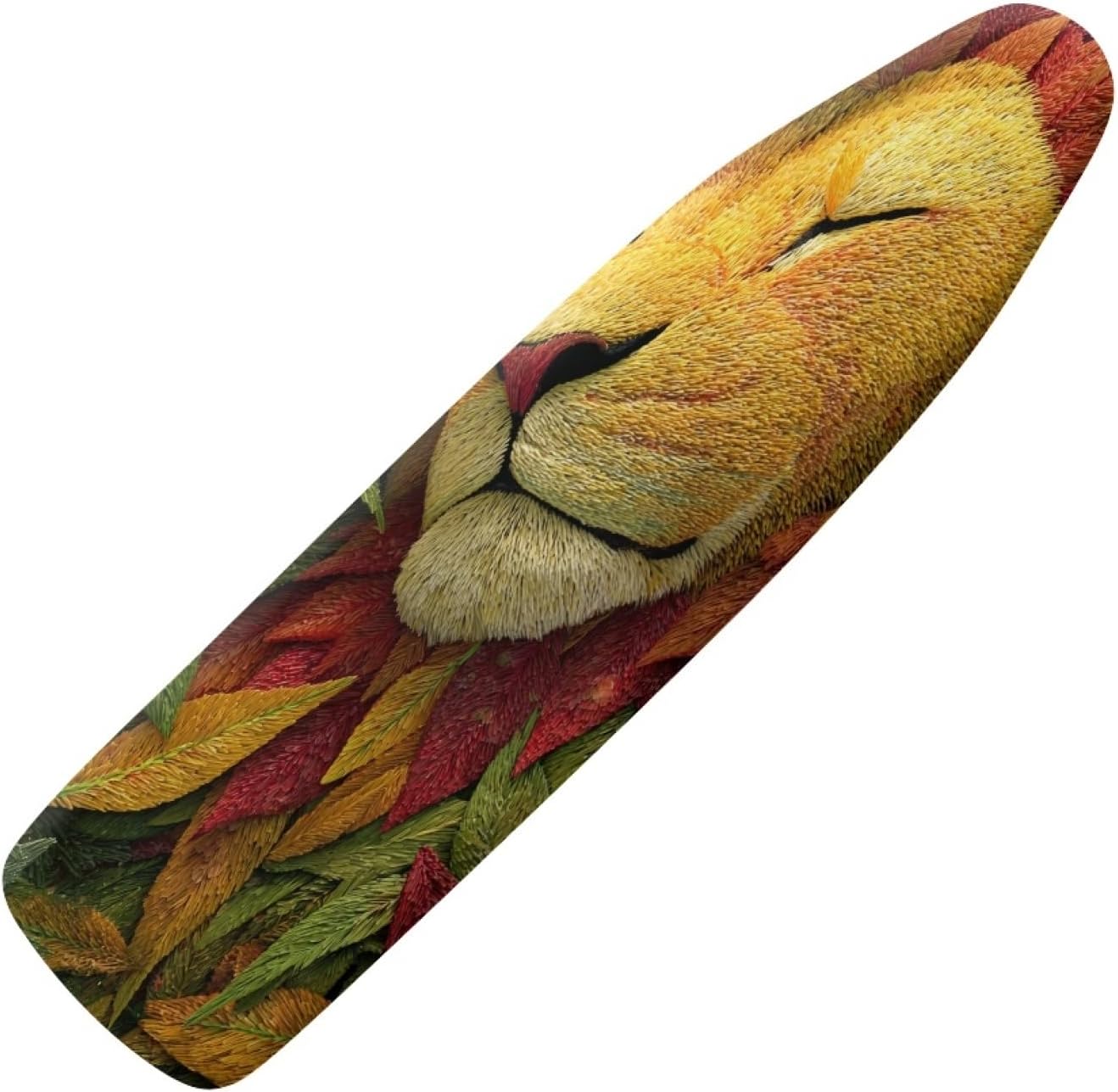 Large Ironing Board Cover and Pad 59x19 Red Yellow Leaf Iron Table Cover with Padding,Extra Wide,Resist Scorching and Staining,Heatproof,Adjustable Fastener Durable Stain