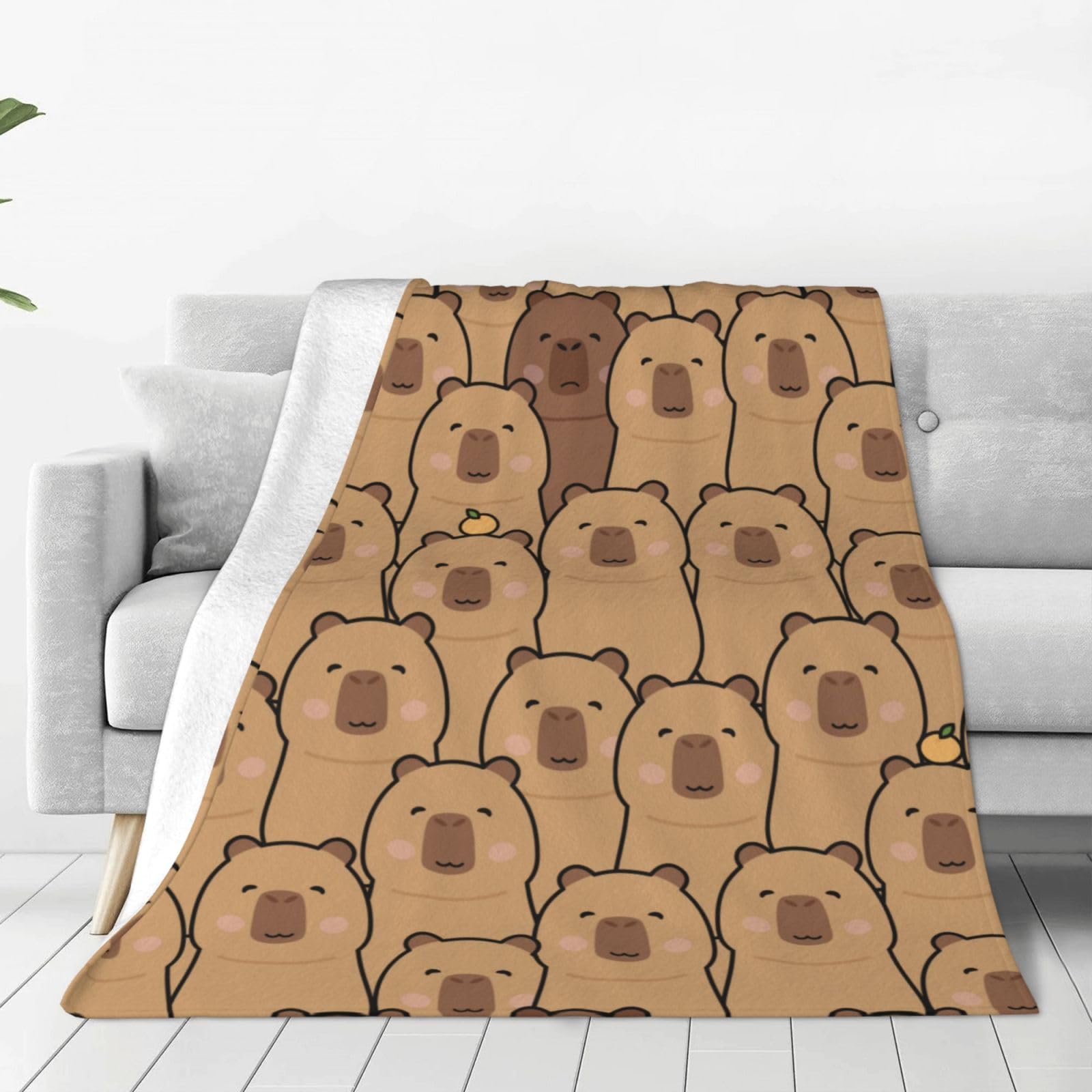 Capybara Blanket Throw Blanket Flannel Lightweight Soft Plush Fuzzy Blankets for Bed Sofa Couch Livingroom Chair Car Travel Pet 60"x50"