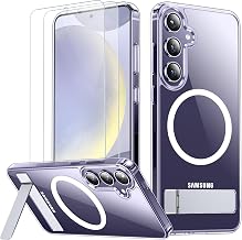 SPIDERCASE Magnetic for Samsung Galaxy S24 Case, [3 Stand Ways][ Military Grade Drop Protection] with Invisible Stand Shockproof Slim Case for Samsung S24 6.2"-Clear